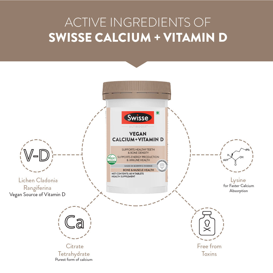 Swisse Vegan Calcium & Vitamin D - 60 Tablets